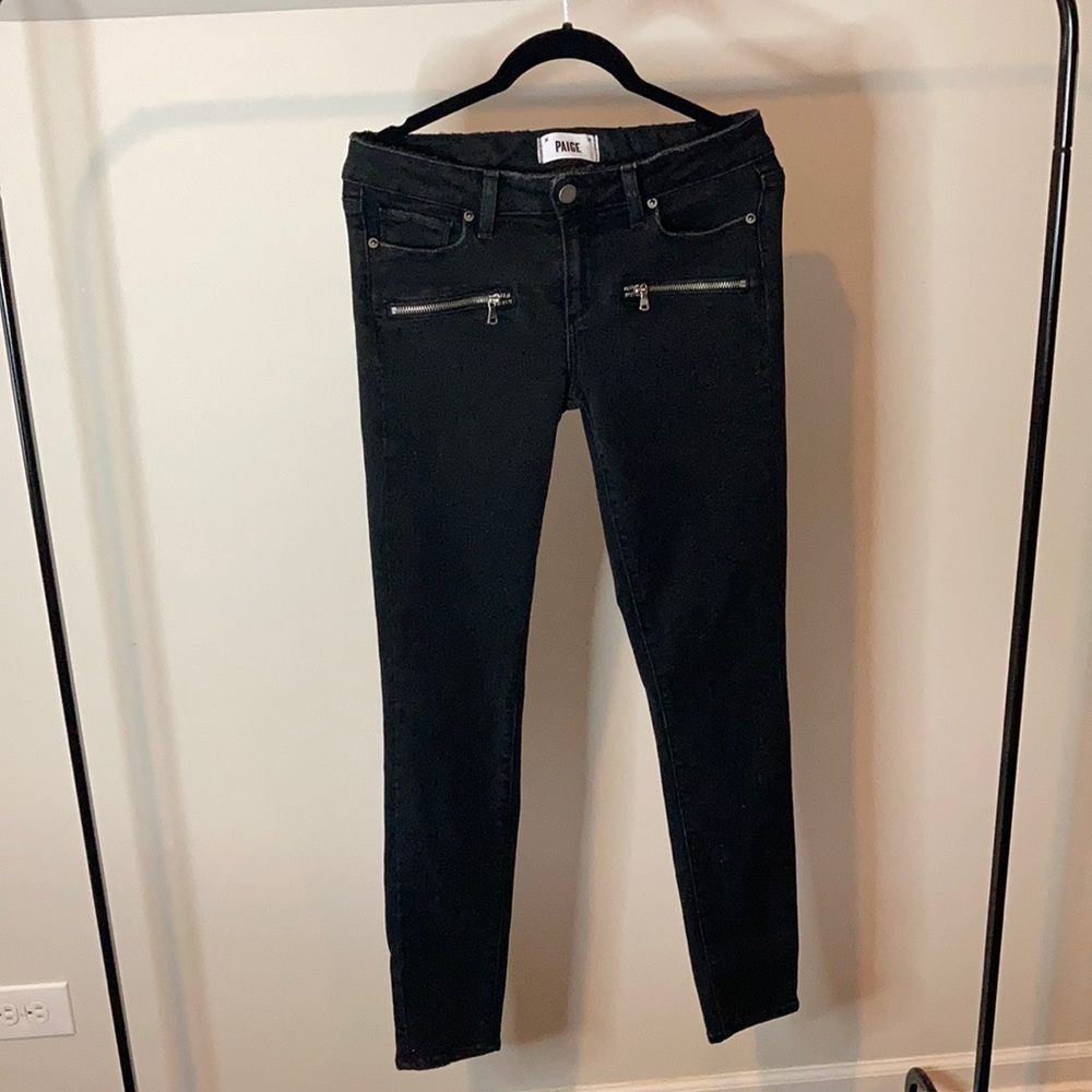 Paige Black super skinny jeans with zipper detail